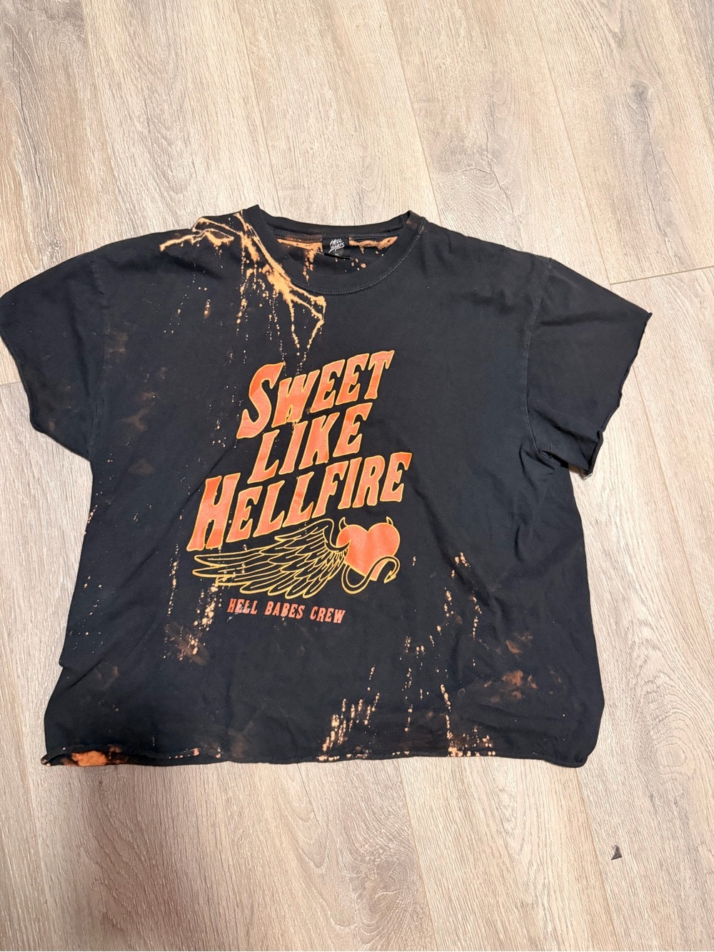 Sweet Like Hellfire Crop Tee - Black & Orange